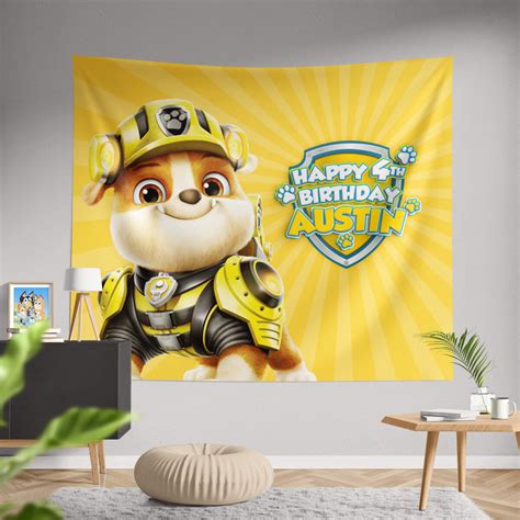 Personalized Paw Patrol Rubble Birthday Banner