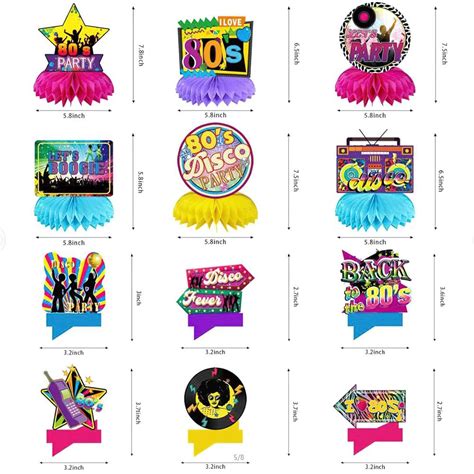 Thinkstar 12pcs 80s Party Decorations Back To The 80s Party Honeycomb Centerpieces 80s Retro