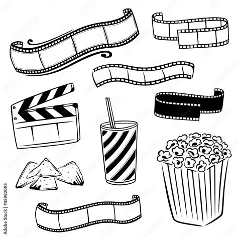 Kino Film Movie Cinema Vector Set Stock Vektorgrafik Adobe Stock