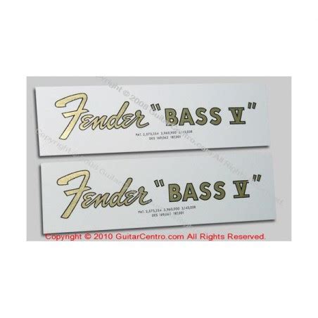 FENDER BASS V WATERSLIDE HEADSTOCK DECALS