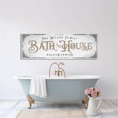 Personalized Bath Sign, Custom Bath House Wall Art, Huge Canvas Print ...