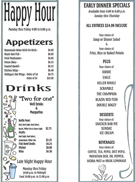 Mulligans Happy Hour Menu By OrderEze Issuu