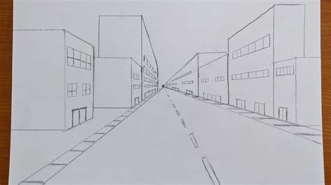 One Point Perspective Drawing: City/ Street View