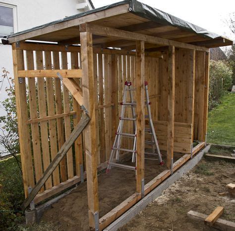 Bau Eines Holzlagers Vesab De Holzlager Brennholz Schuppen Garten