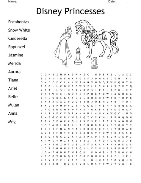 Disney Princesses Word Search WordMint