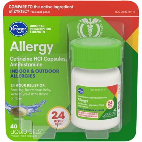 Kroger® Cetirizine HCl Antihistamine Allergy Relief Liquid Gels, 40 ct ...