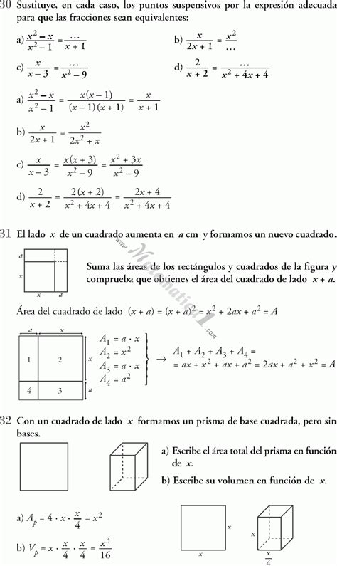 Polinomios Y Fracciones Algebraicas To De Secundaria Eso Ejercicios