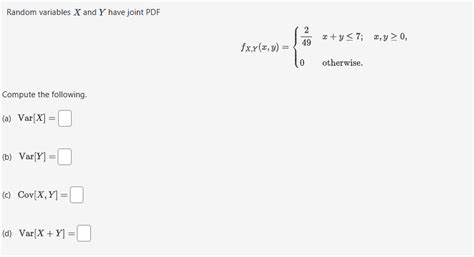 Random Variables X ﻿and Y ﻿have Joint