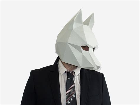 DIY Wolf Mask Low Poly Paper Craft Template Printable Wolf Mask