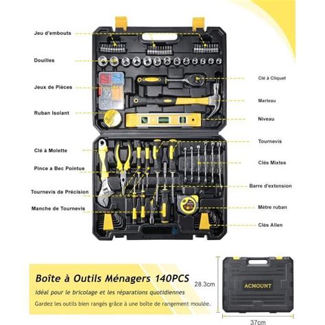 Caisse A Outil Malette Outils 140 Pièces Boite A Outils Complete Kits