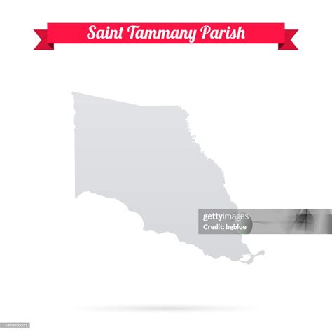 Saint Tammany Parish Louisiana Map On White Background With Red Banner