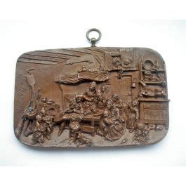 Falconnet De Terugkeer Van De Krijgsman Bronzen Plaquette 19e Eeuw