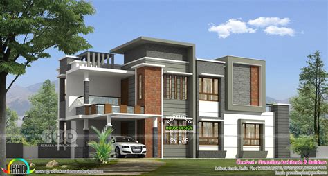 Square Feet Bedroom Modern Flat Roof House Kerala Home Off