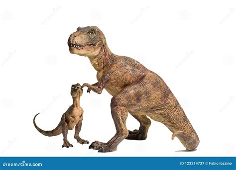 Tyrannosaurus Rex With Baby Tyrannosaurus Rex Isolated On White ...