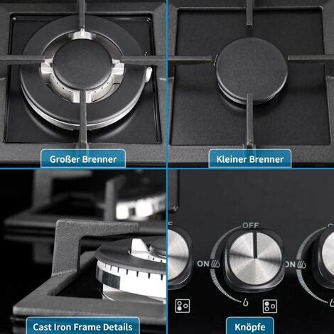 Gaskochfeld Flammig Iseasy Zonen Glas Gaskochfeld W W