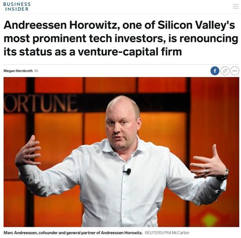 What Do You Think Of Andreessen Horowitz Renouncing Its Status As A