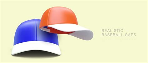 Premium Vector | Pair of realistic baseball caps in different colors sports lifestyle cool ...