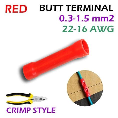 Jual A311 RED Butt Terminal Insulated Crimp Wire Connector KABEL