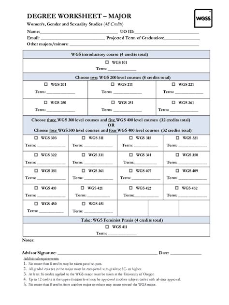 Fillable Online Degree Worksheet Major Wpmu Dev Fax Email Print