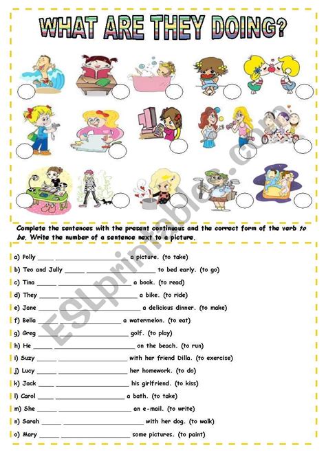 WHAT ARE THEY DOING PRESENT CONTINUOUS ESL Worksheet By LEOFRANCISCO