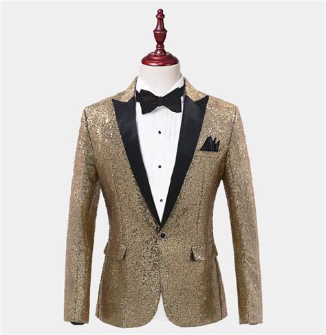 Sequin Tuxedos Gentlemans Guru Prom Suits Tuxedo Blazer Gold