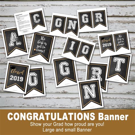 GRADUATION CONGRATULATIONS BANNER – Digital file, Chalk - Instant Down ...