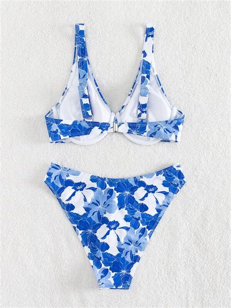 Shein Swim Vcay Floral Print Underwire Bikini Swimsuit Shein Usa