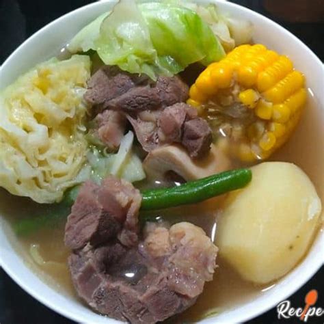 Filipino Bulalo Batangas Recipe with beef shank and cabbage