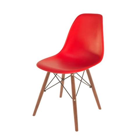 Silla Tipo Eames Hood Base Madera Nogal Roja Mobydec Muebles Venta