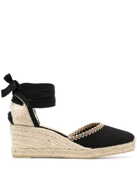 CastaÑer 60 Wedge Raffia Espadrilles Black Editorialist