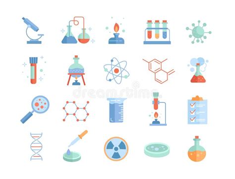 Large Set Of Chemistry Lab And Diagrammatic Icons Stock Vector