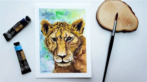 Gouache Animal Painting Tutorial A Lion Cub Youtube