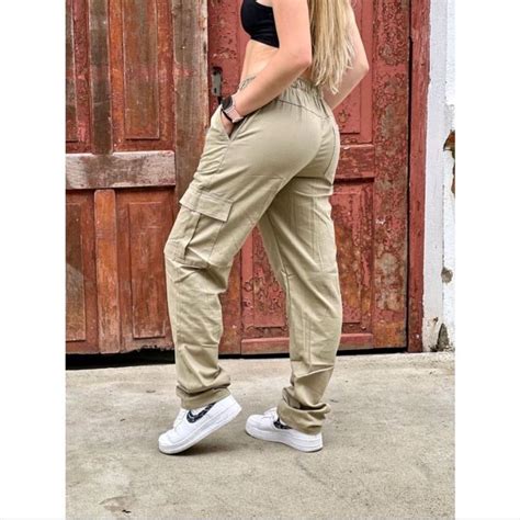 Calça Cargo Sarja Caqui Preta Skate Unissex Shopee Brasil