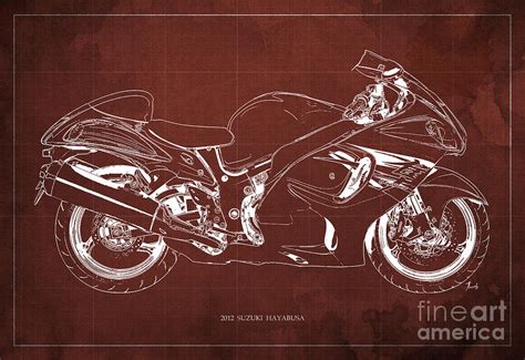 Suzuki Hayabusa 2012 Blueprint Drawing By Drawspots Illustrations