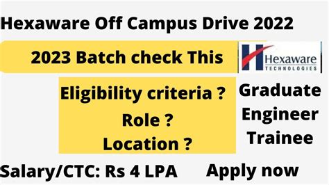 Hexaware Off Campus 2023 Batch Hiring Update Final Year Eligible