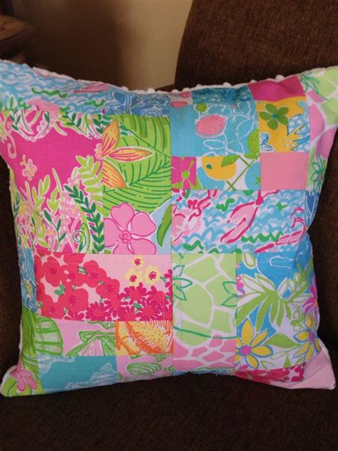 Lilly Pulitzer Pillowpatchwork Pillowflowerslobstah Etsy Lilly