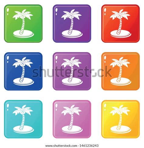 Palm Tree Coconuts Icons Set 9 Stock Vector Royalty Free 1461236243