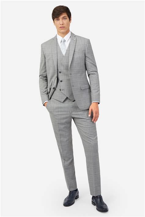 Ted Baker Men S Grey Tonal Check Suit Jacket Suit Direct