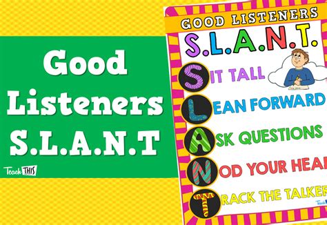 Good Listeners SLANT Poster Teacher Resources And Classroom Games