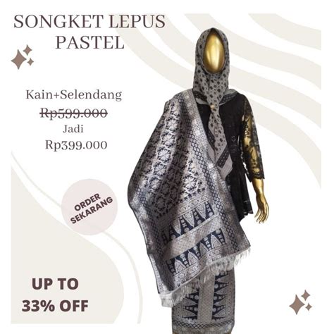 Jual Songket Pash Songket Lepus Pastel Silver Khas Palembang Shopee