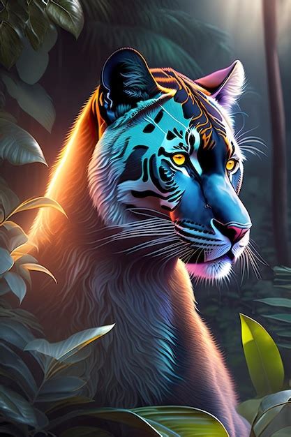 Premium Ai Image Black Panther In The Night Jungle Digital Art