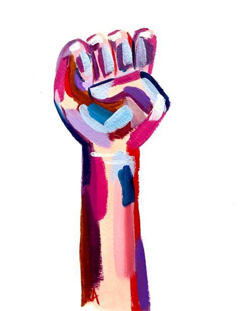 Feminist Fist Strawberry Original Acrylic Paint Feminist Fist