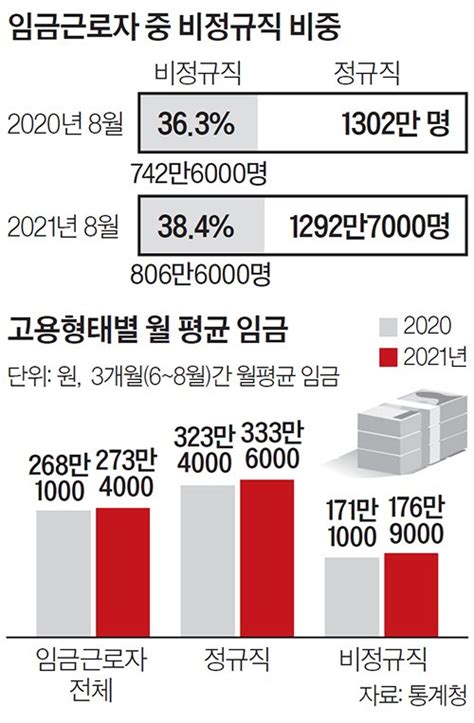 비정규직 800만 돌파 정규직과 월급차 157만원 사상 최대 중앙일보