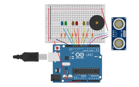 Circuit Design Sensor De Distancia Tinkercad