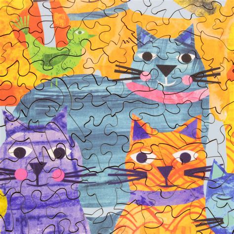 cat party  piece wooden jigsaw puzzle nautilus puzzles
