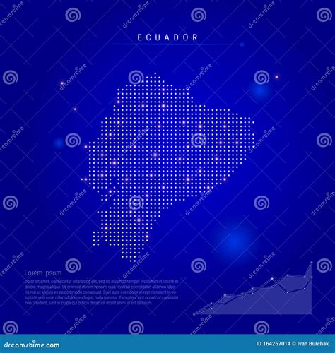 Ecuador Illuminated Map With Glowing Dots Dark Blue Space Background