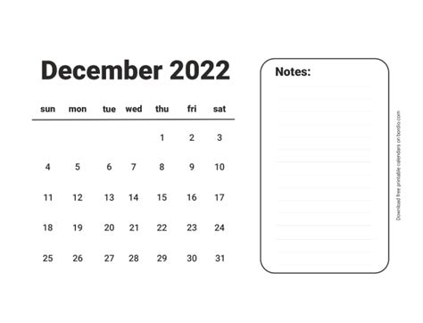 December 2022 Printable Calendar Blank Templates In PDF Bordio