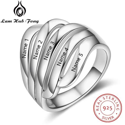 Buy 925 Sterling Silver Engraved Name Ring Stackable