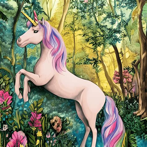 Beautiful Unicorn In Magic Forest Graphic Creative Fabrica