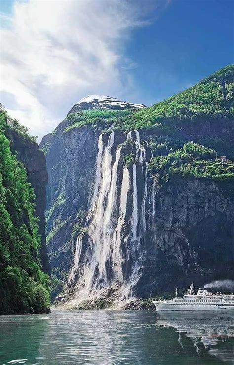 The Seven Sisters Waterfall Geiranger Norway Outdoors Waterfall